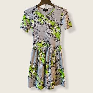 Topshop Floral Texture Flippy Dress